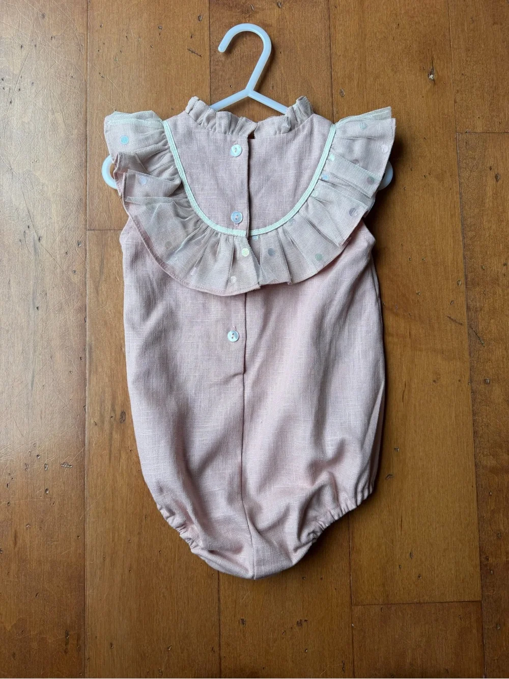 Ruffled Collar Pink Baby One-Piece Romper